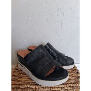 Gentle Souls Gisele 65 Sporty Slide Sandals Black Leather Platform Sz 9